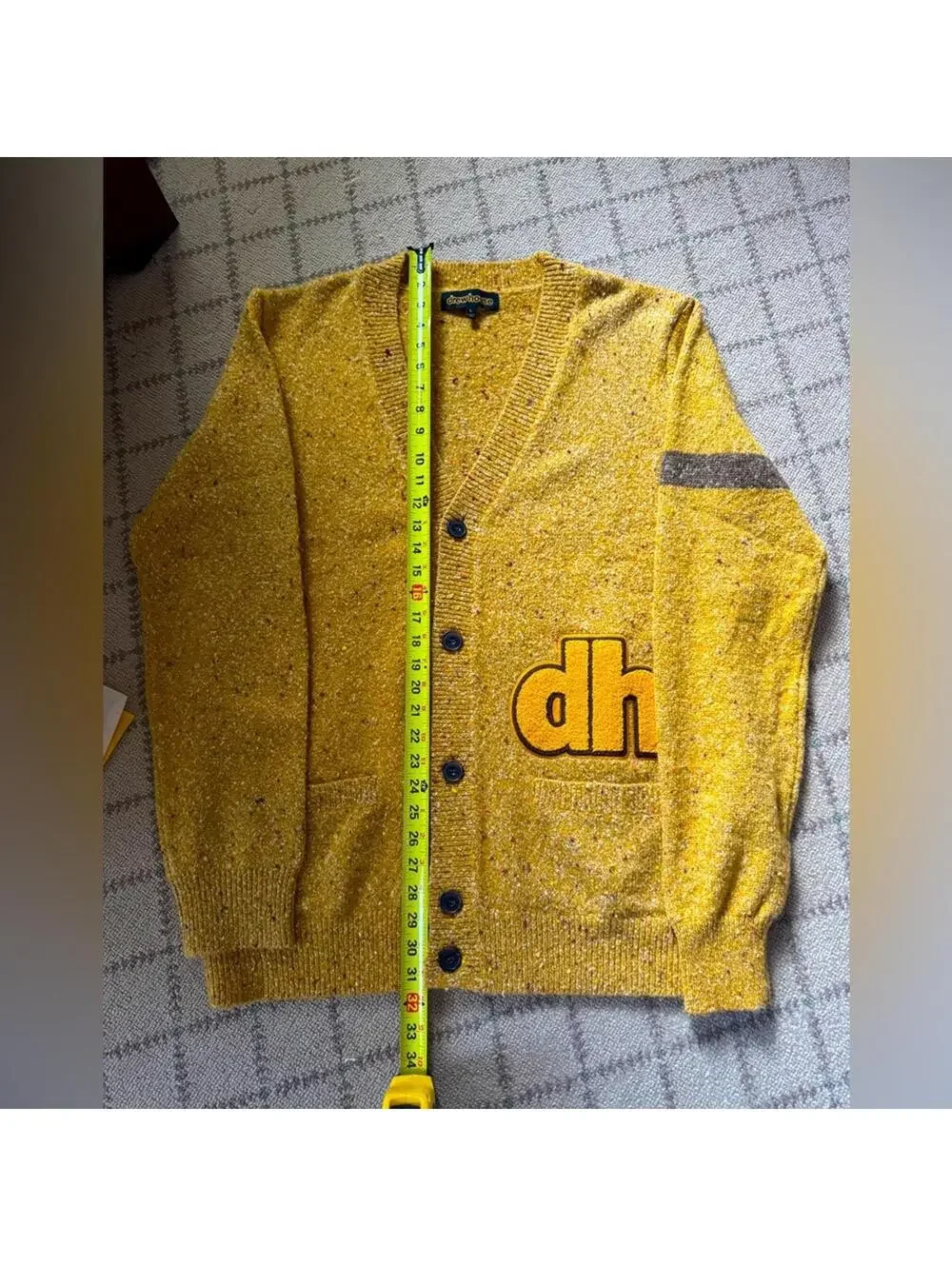 drewhouse Varsity Cardigan in Confetti Yellow L NWT